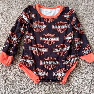 Harley Davidson Black and Orange Logo Bodysuit